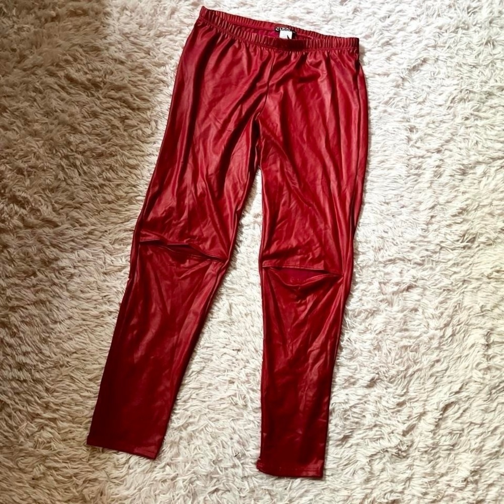 Faux Legging Grunge Gothic Punk Emo Rave Cutout Leggings Womens L Edgy Biker